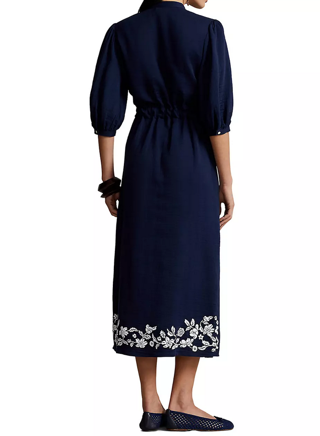 Polo Ralph Lauren Lisi Floral-Embroidered Midi Dress