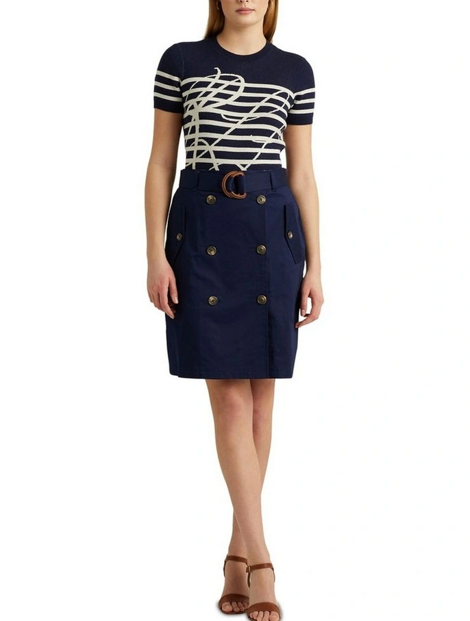 LAUREN RALPH LAUREN Logo Striped Short-Sleeve Sweater