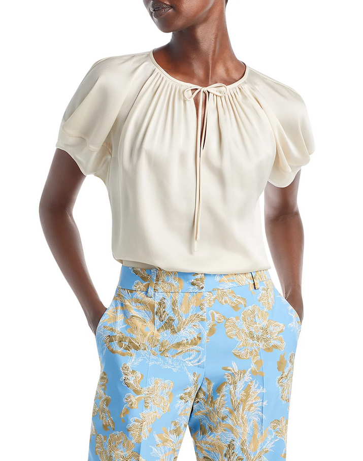 Lafayette 148 New York Pleat Neck Blouse