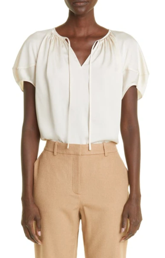 Lafayette 148 New York Pleat Neck Blouse