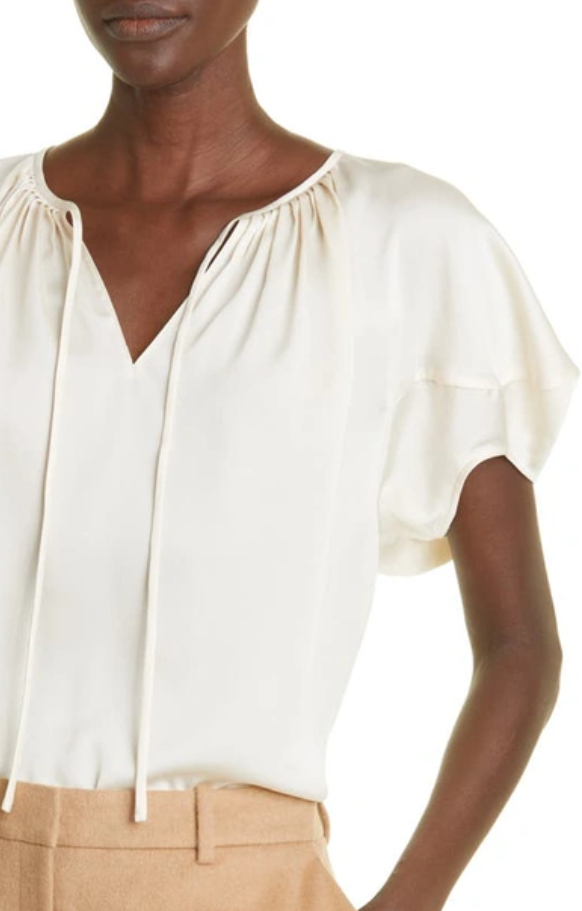 Lafayette 148 New York Pleat Neck Blouse