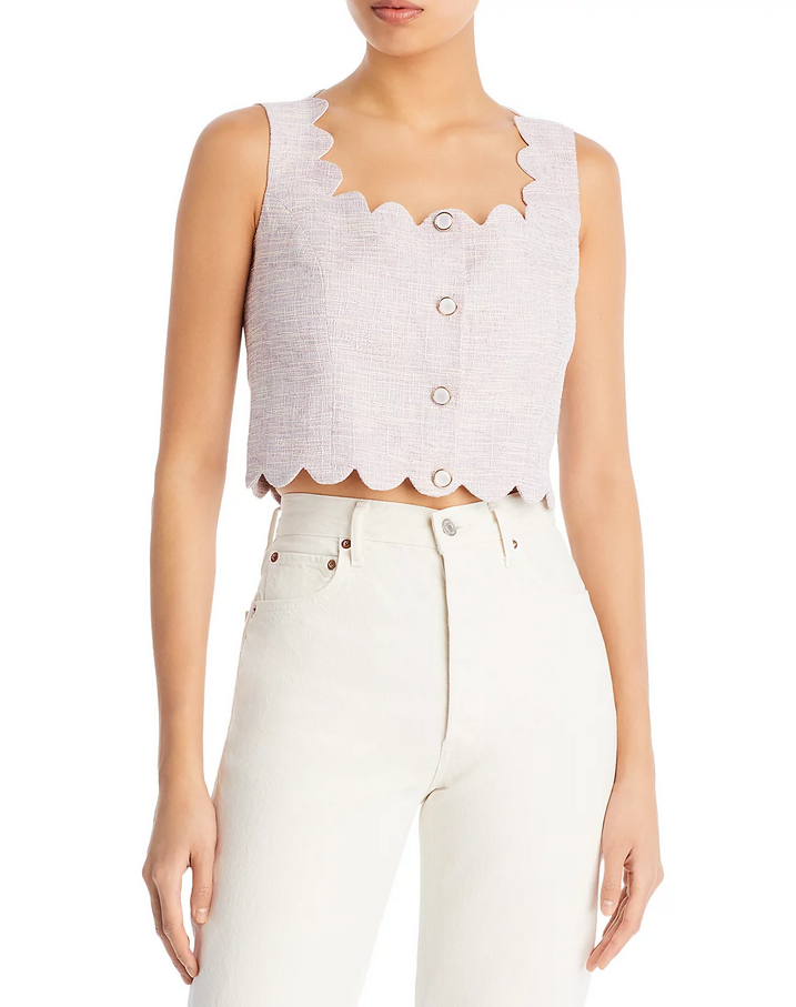 AQUA Tweed Scalloped Crop Top