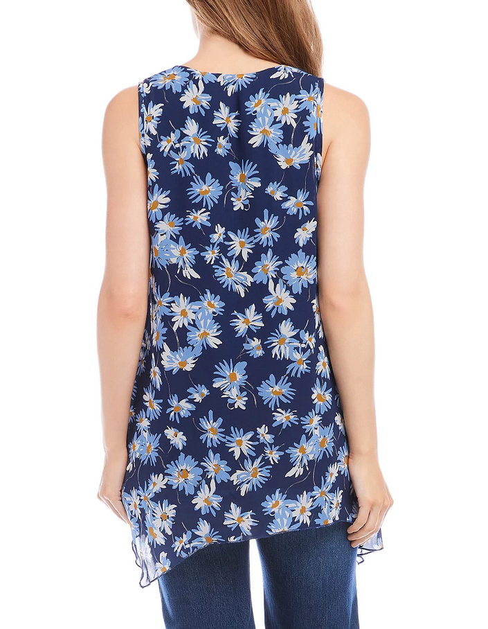 Karen Kane Floral Print Asymmetric Sleeveless Top