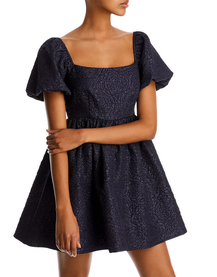 AQUA Floral Brocade Mini Dress