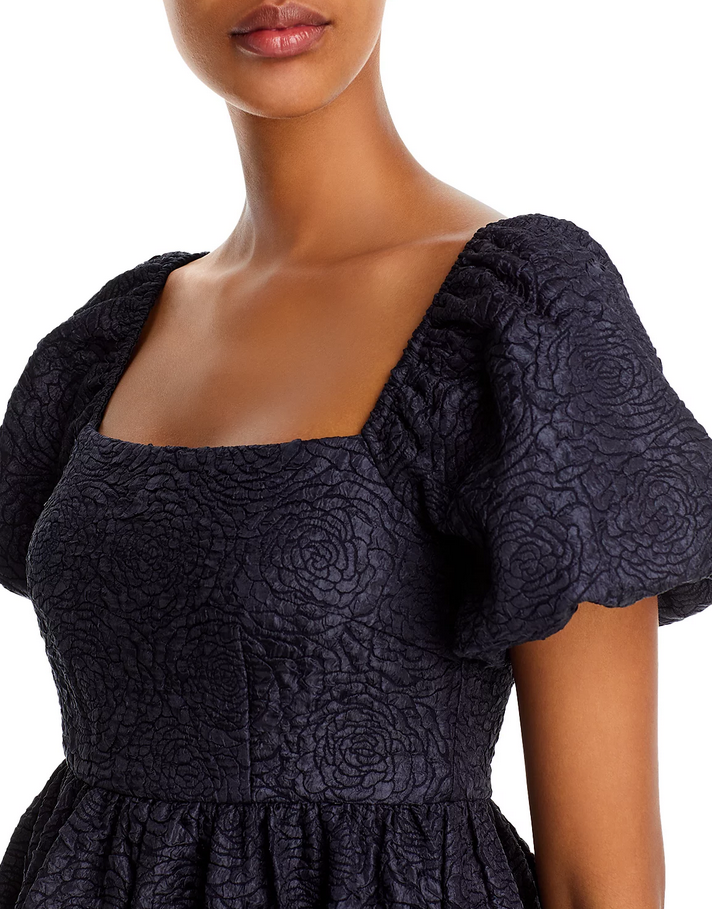 AQUA Floral Brocade Mini Dress