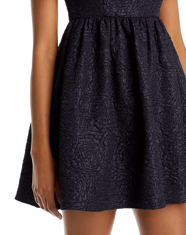 AQUA Floral Brocade Mini Dress