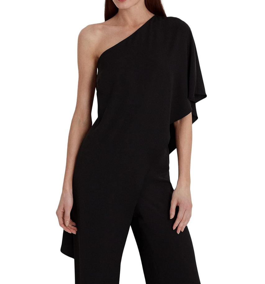 LAUREN RALPH LAUREN Cape Georgette One-Shoulder Jumpsuit