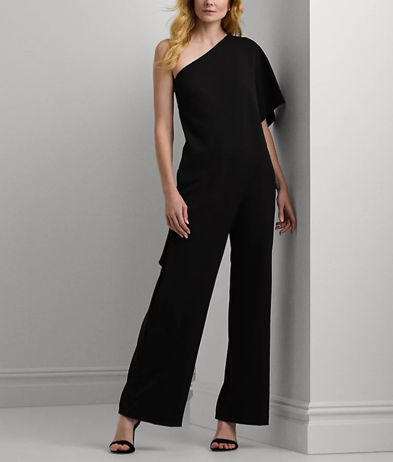 LAUREN RALPH LAUREN Cape Georgette One-Shoulder Jumpsuit