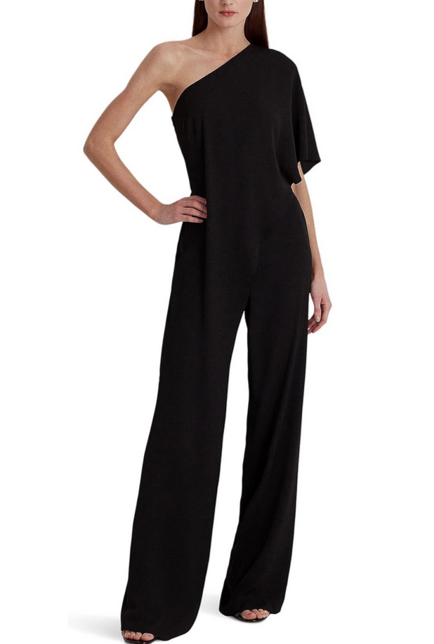 LAUREN RALPH LAUREN Cape Georgette One-Shoulder Jumpsuit