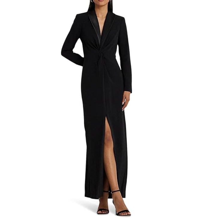 LAUREN RALPH LAUREN Crepe Long-Sleeve Gown