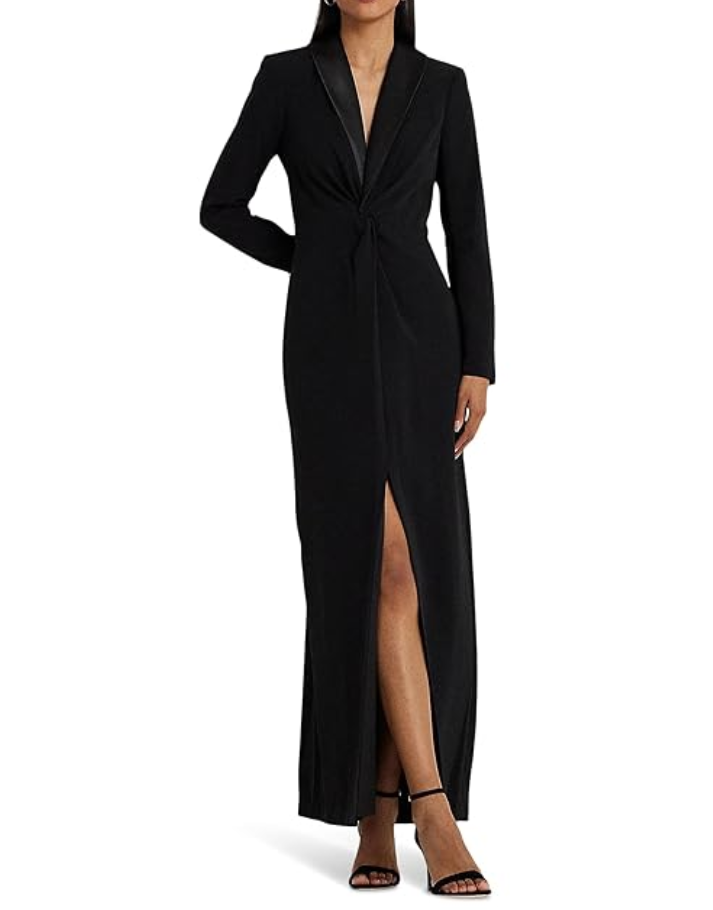 LAUREN RALPH LAUREN Crepe Long-Sleeve Gown