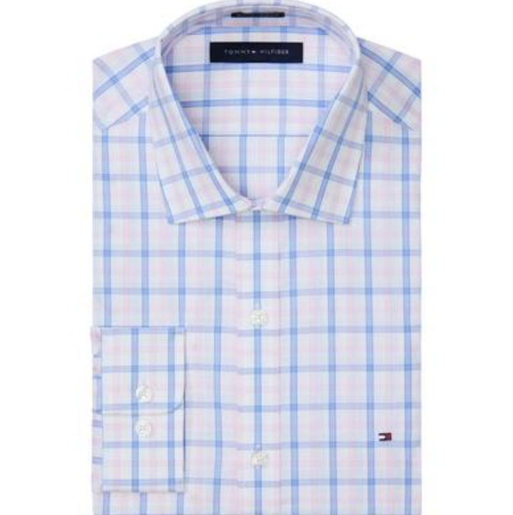 Tommy Hilfiger MEN's Slim-Fit Performance Stretch Check Dress Shirt