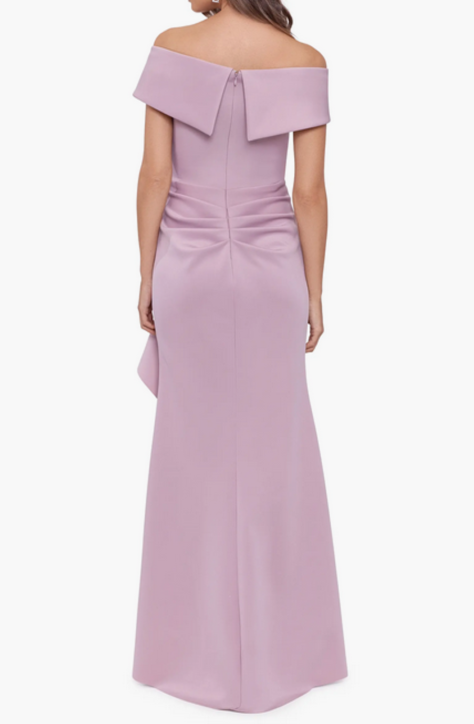 XSCAPE Scuba Off-The-Shoulder Gown