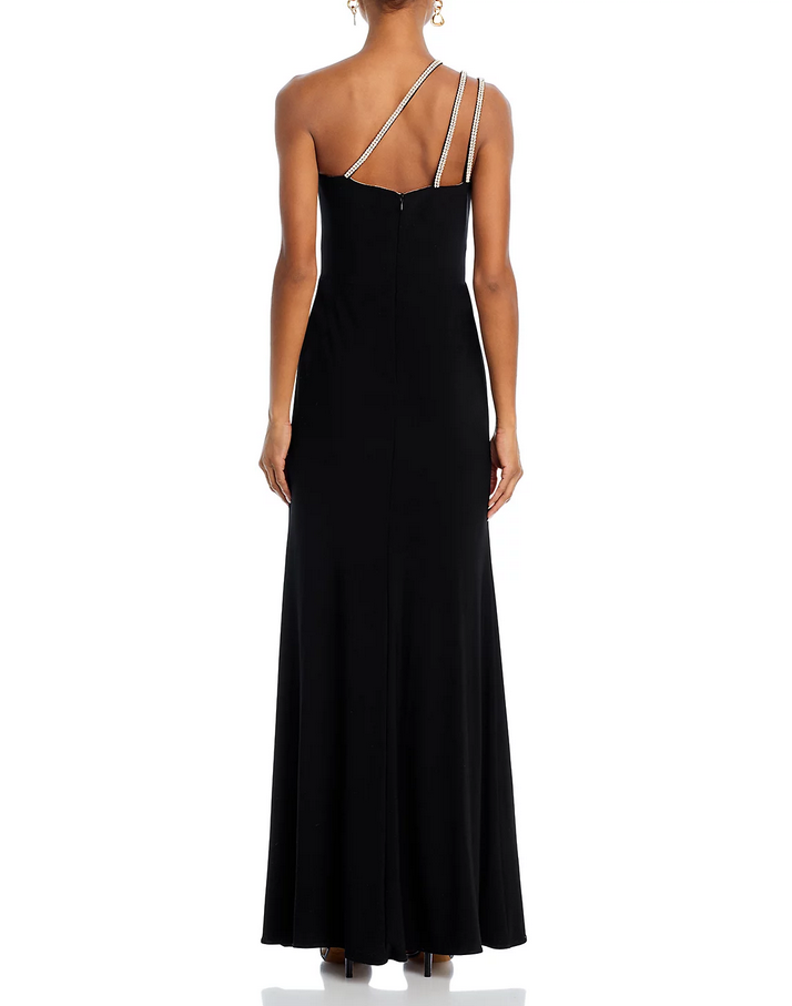 AQUA Embellished One Shoulder Dress
