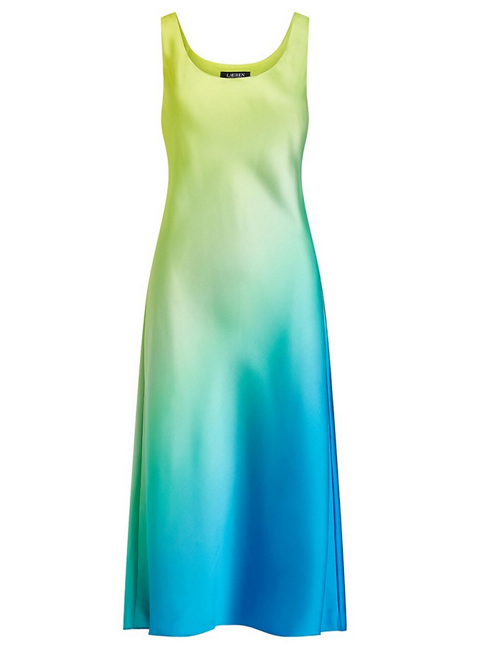 LAUREN RALPH LAUREN Ombré-Print Charmeuse Midi Dress