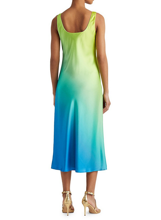 LAUREN RALPH LAUREN Ombré-Print Charmeuse Midi Dress