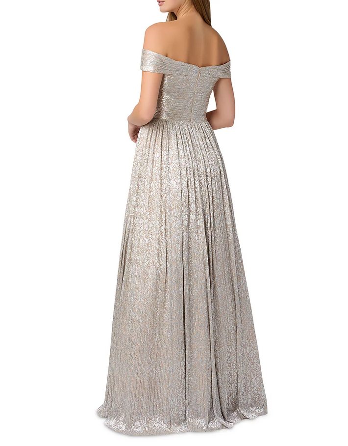 Aidan Mattox Metallic Off The Shoulder Gown