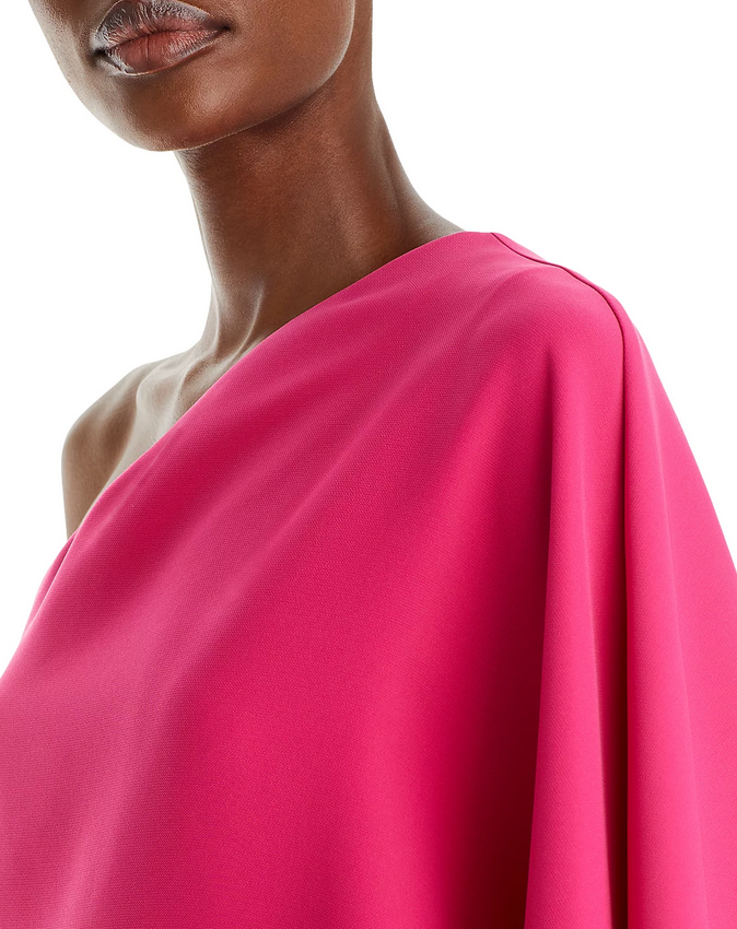 HALSTON Melina One Shoulder Cape Sleeve Mini Dress