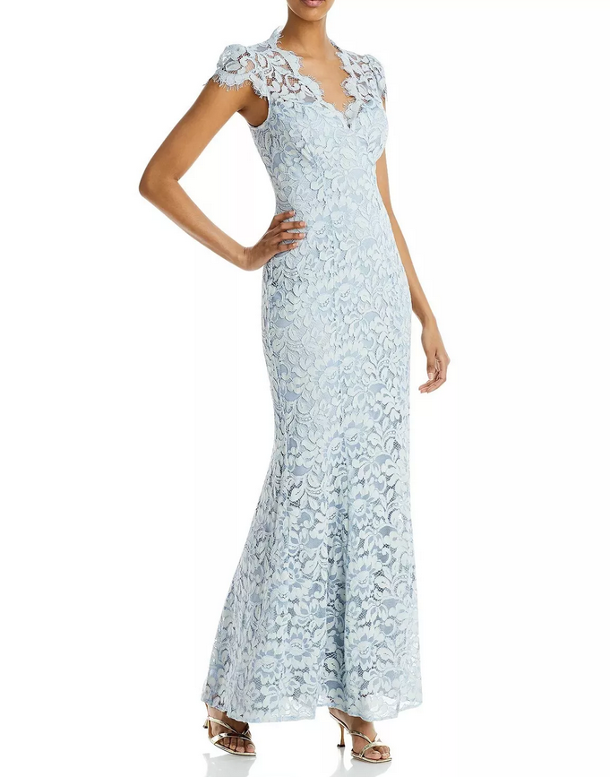Eliza J Scalloped-Edge Lace Gown