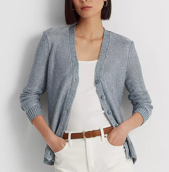 LAUREN RALPH LAUREN Sequined Linen-Blend Cardigan
