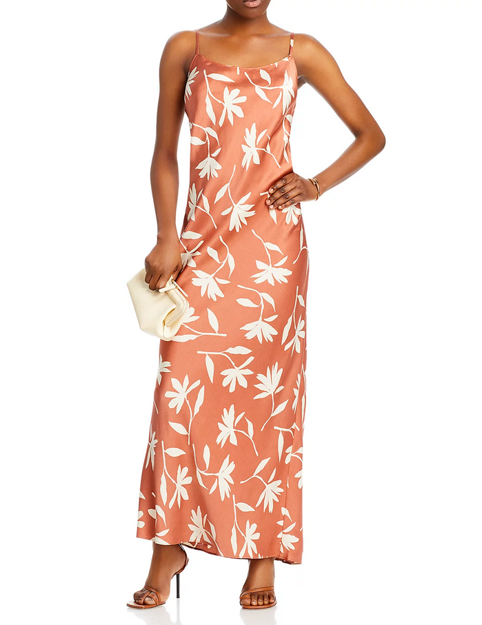 anine bing silk slip dress ANINE BING Laurel silk-blend satin maxi dress