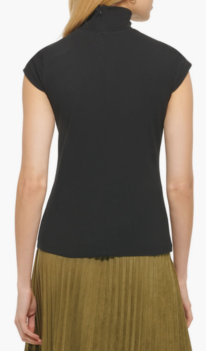 DKNY Cap Sleeve Mock Neck Top