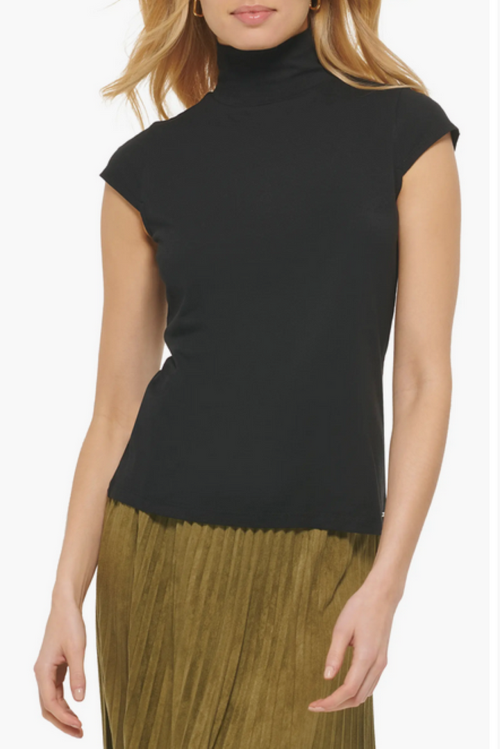 DKNY Cap Sleeve Mock Neck Top