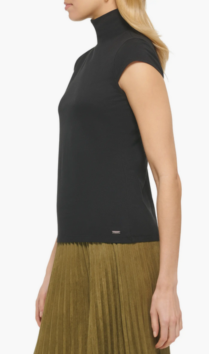 DKNY Cap Sleeve Mock Neck Top