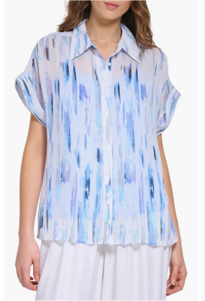 DKNY Printed Chiffon Shirt