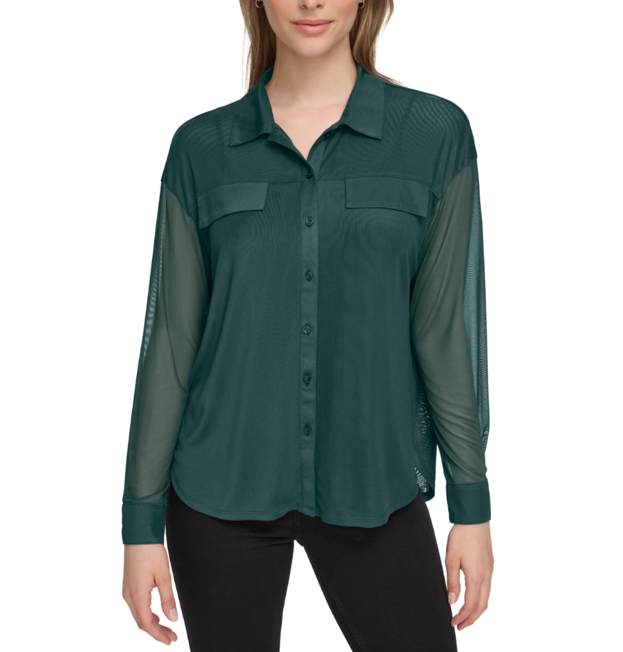 Calvin Klein Mesh Button-Front Shirt