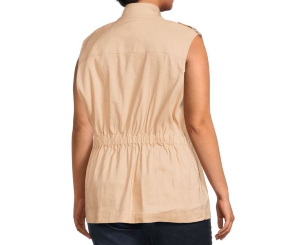 Calvin Klein Cinch Waist Linen Blend Top