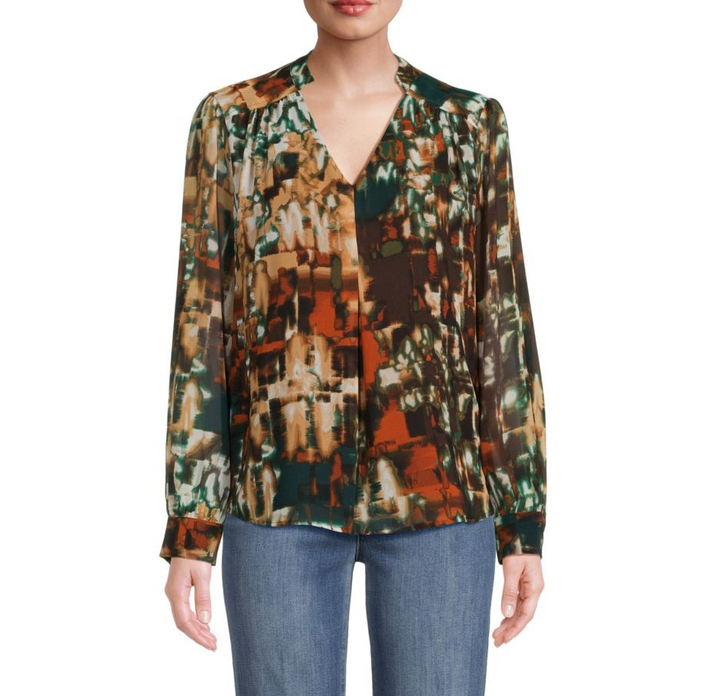 Calvin Klein Printed V-Neck Top