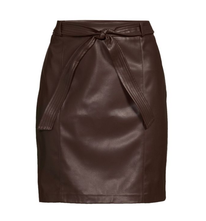 Calvin Klein Faux Leather Belted Skirt