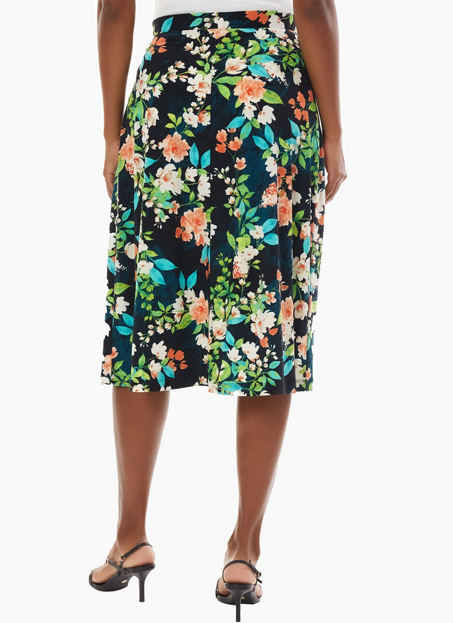 Kasper Petite Floral-Print Pull-On Midi Skirt