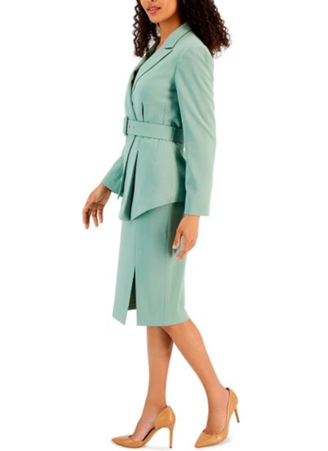 Tahari ASL Belted Wrap Skirt Suit