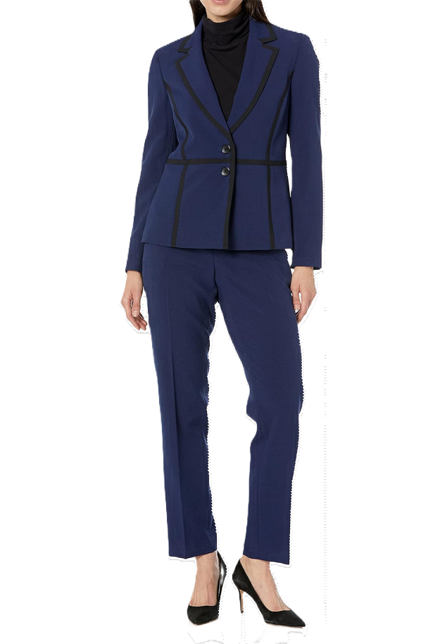 LE SUIT Petite Crepe Two-Button Framed Jacket & Slim Pants