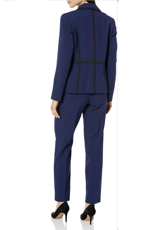 LE SUIT Petite Crepe Two-Button Framed Jacket & Slim Pants