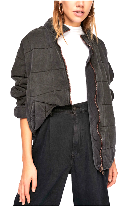 Free People Quilted Dolman-Sleeve Jacket