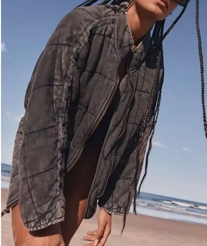 Free People Quilted Dolman-Sleeve Jacket