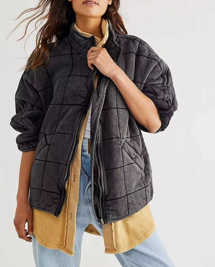 Free People Quilted Dolman-Sleeve Jacket