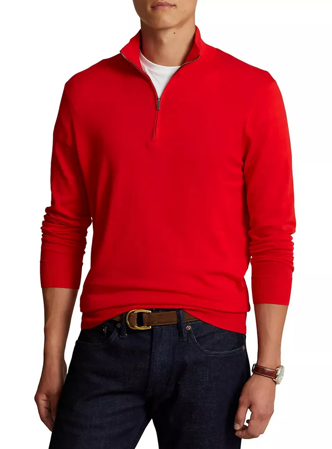 POLO RALPH LAUREN MEN Cotton Quarter Zip Mock Neck Sweater