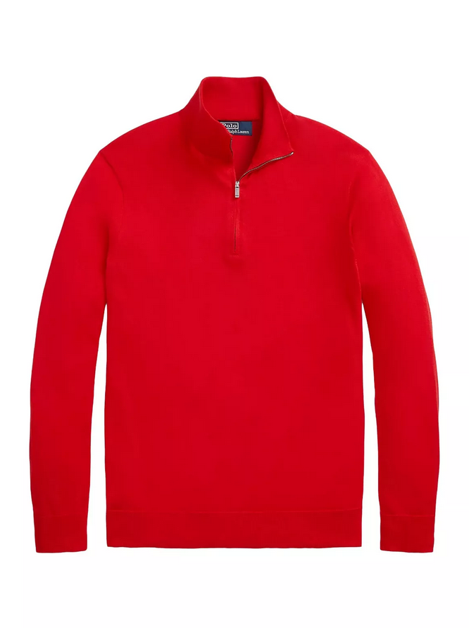 POLO RALPH LAUREN MEN Cotton Quarter Zip Mock Neck Sweater