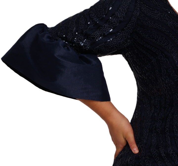 Adrianna Papell Plus Size Sequined Bell-Sleeve Sheath Dress