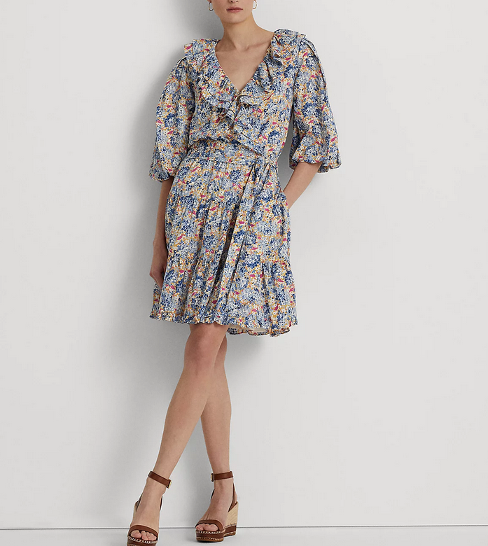 Lauren Ralph Lauren Floral Ruffle-Trim Cotton Voile Dress