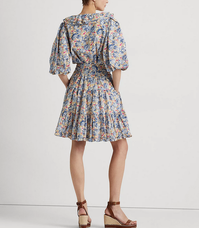 Lauren Ralph Lauren Floral Ruffle-Trim Cotton Voile Dress