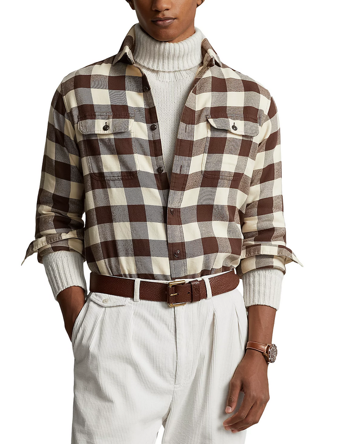 POLO RALPH LAUREN MEN Classic Fit Printed Long Sleeve Button Front Shirt