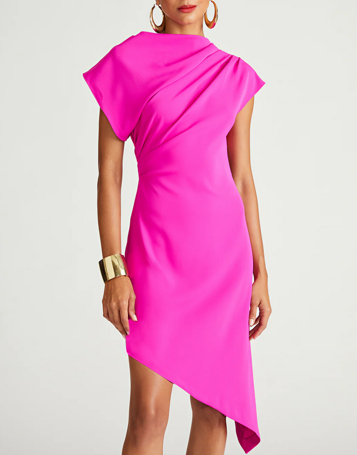 HALSTON Perri Crepe Asymmetric Dress