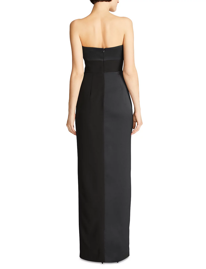 HALSTON Strapless Satin & Crepe Sweetheart Gown