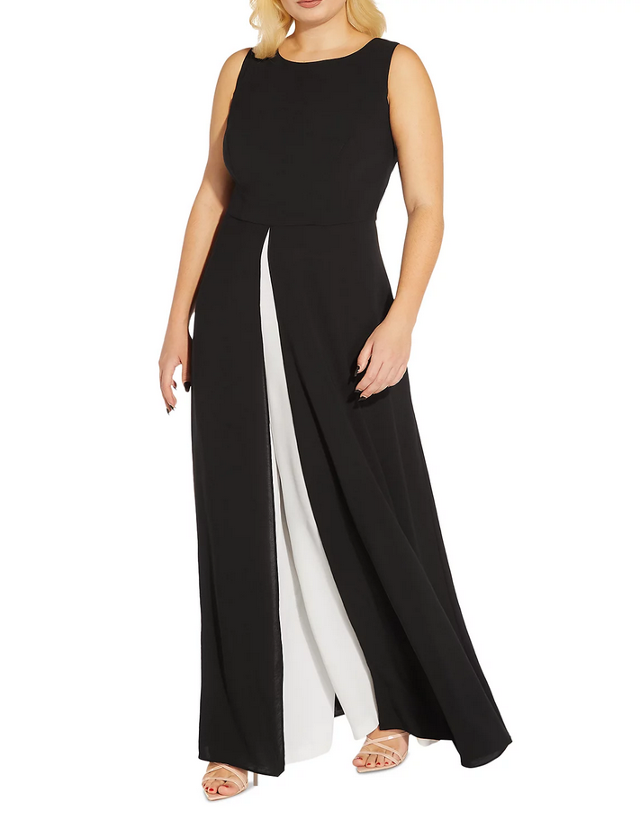 Adrianna Papell Plus Size Crepe Overlay Jumpsuit