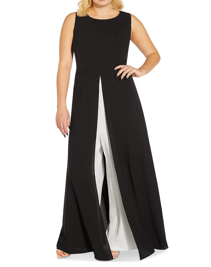 Adrianna Papell Plus Size Crepe Overlay Jumpsuit